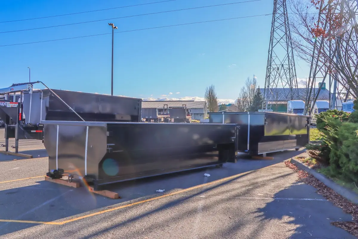 Roll-off dumpster ready for waste disposal at job site for 2 Yard Dumpster Rental in Northvale